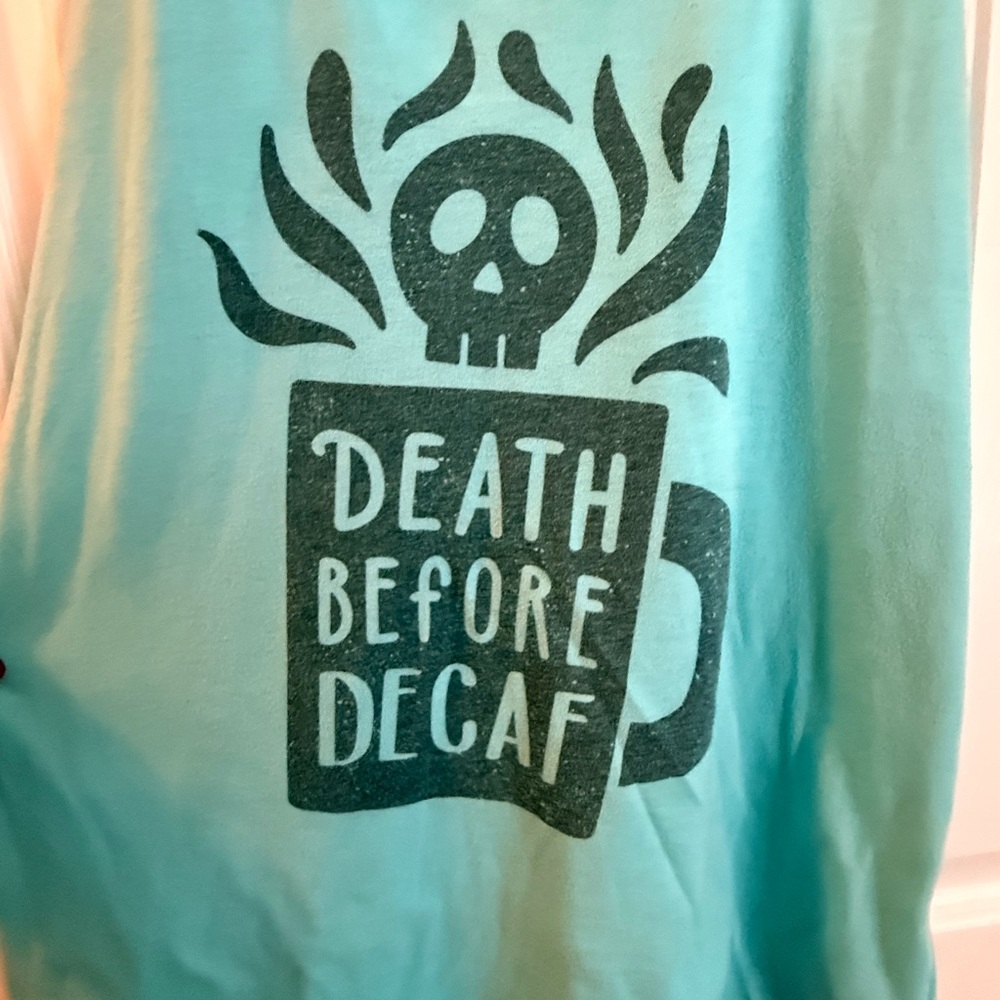 Graphic Muscle Tee - Death Before Decaf - Blue